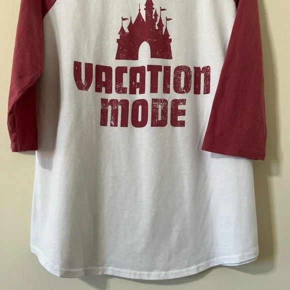 Disney Vacation Mode Mauve Pink White Raglan 3/4 Sleeve Baseball Tee Size Large - Picture 5 of 8